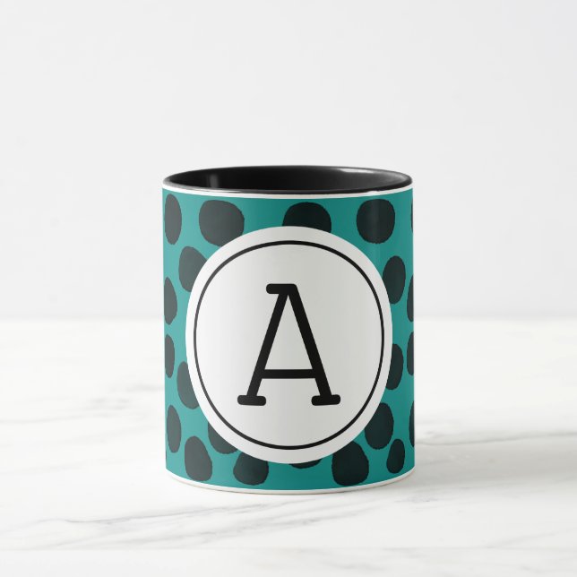 Watercolor Black Spots with Monogram Mug (Center)