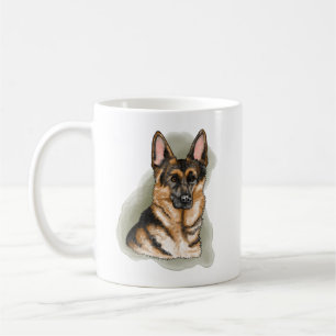 Watercolor Black Tan German Shepherd Dog Portrait Coffee Mug