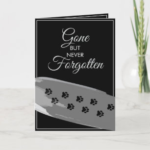 Watercolor Black & White Paw Photo Pet Sympathy Card