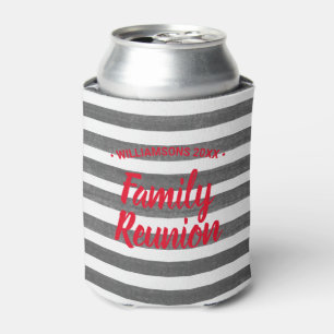 Watercolor Black White Stripe Can Cooler