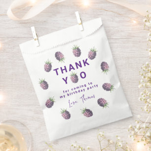 Watercolor blackberries 1st birthday Thank you Favour Bags