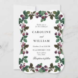 Watercolor Blackberries Berry Wedding  Invitation