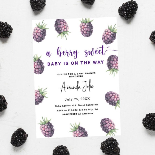 Watercolor Blackberry Baby Shower Invitation (Creator Uploaded)