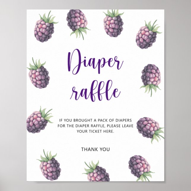 Watercolor blackberry - diaper raffle poster (Front)