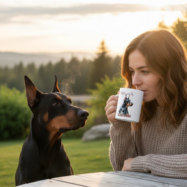 Watercolor Blacks/Brown Coffee and DOBERMAN Mug (Creator Uploaded)