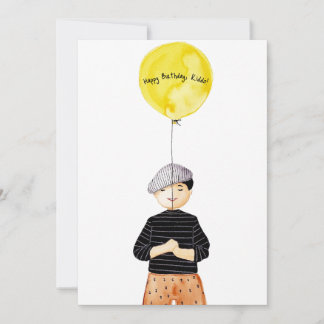 Watercolor Blank Birthday Card for Boys