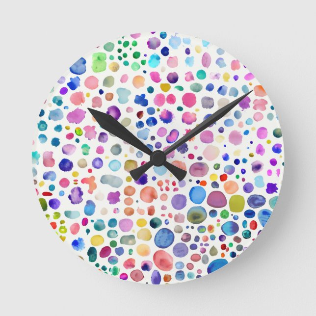 Watercolor blobs round clock (Front)