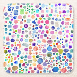 Watercolor blobs square paper coaster