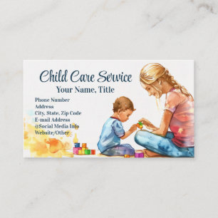 Watercolor Blocks Babysitter Childcare Therapist Business Card
