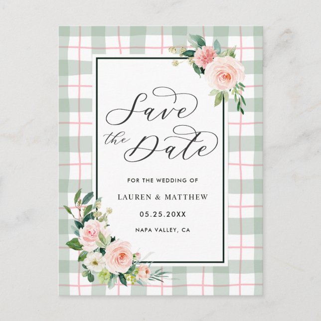 Watercolor Bloom Wedding Save the Date Announcement Postcard (Front)