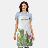Watercolor Blooming Cactus Succulent Monogram Apro