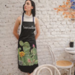 Watercolor Blooming Cactus Succulent Monogram Apron<br><div class="desc">This design may be personalised by choosing the customise option to add text or make other changes. If this product has the option to transfer the design to another item, please make sure to adjust the design to fit if needed. Contact me at colorflowcreations@gmail.com if you wish to have this...</div>