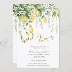  Watercolor Blooming Lemons Bridal Shower  Invitation