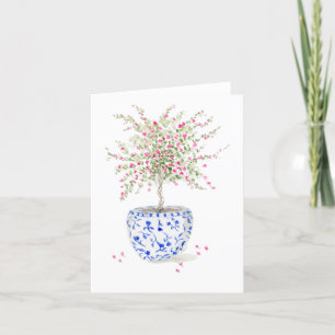 Watercolor Blooming Topiary Thank You Card