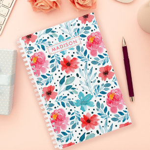 Watercolor Blooms Floral Pattern Personalised Planner