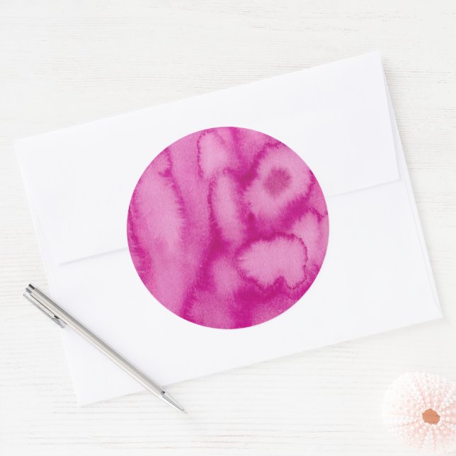 Watercolor Blooms Pink Classic Round Sticker (Envelope)