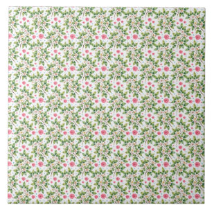 Watercolor Blossom Branch Floral Pattern Tile