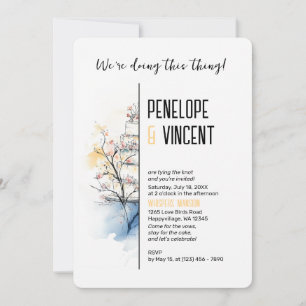 Watercolor Blossom Cake Invitation