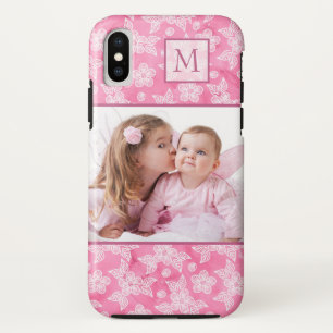 Watercolor Blossom Pink Monogram Photo iPhone X Case