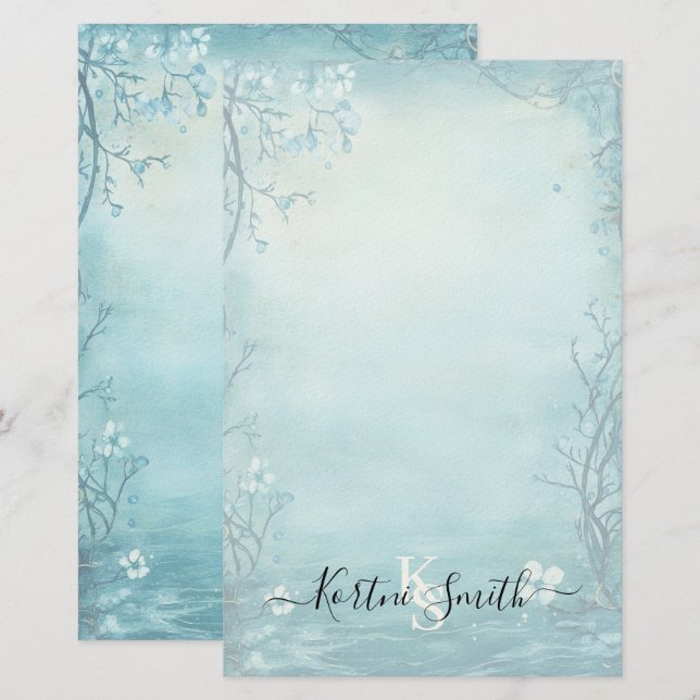 Watercolor Blossom Stationery (Front/Back)