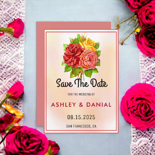 Watercolor blossoms floral Wedding Save the Date Invitation