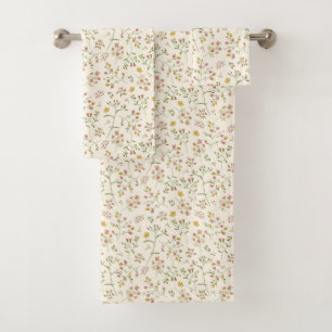 Watercolor Blossoms Pattern Bath Towel Set