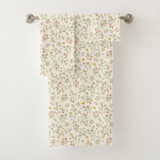 Watercolor Blossoms Pattern Bath Towel Set