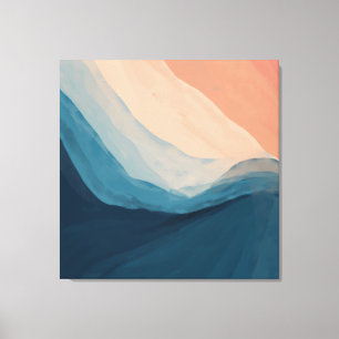 Watercolor Blue Abstract Art Ocean Waves Canvas Pr