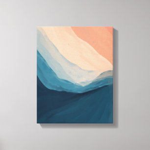 Watercolor Blue Abstract Art Ocean Waves Canvas Print