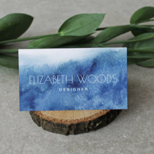 Watercolor Blue Abstract Ocean Professional Business Card