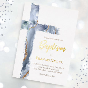 watercolor blue agate cross Baptism