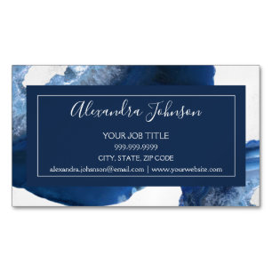 Watercolor Blue Agate Geode Magnetic Business Card