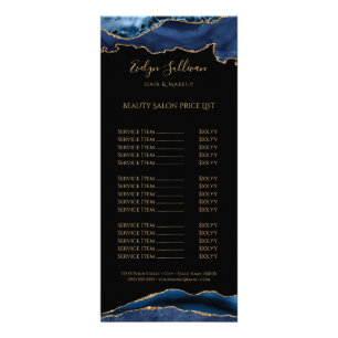 watercolor blue agate on black price list  rack card