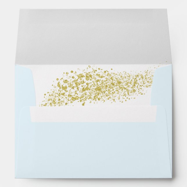 Watercolor Blue and Gold 50th Wedding Anniversary Envelope (Back (Bottom))