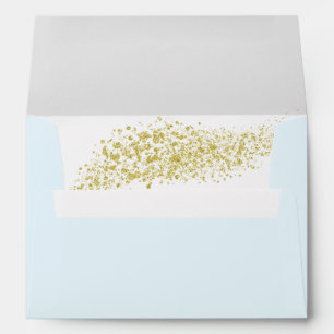 Watercolor Blue and Gold 50th Wedding Anniversary Envelope