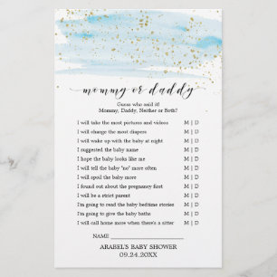 Watercolor Blue and Gold Baby Word Scramble Game