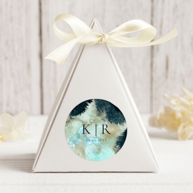 Watercolor Blue and Gold Elegant Wedding Sticker (Creator Uploaded)