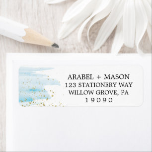 Watercolor Blue and Gold Sparkle Wedding