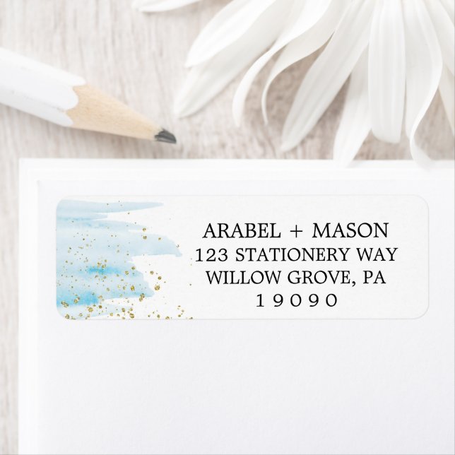 Watercolor Blue and Gold Sparkle Wedding (Insitu)
