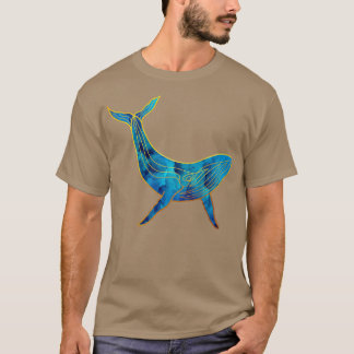 Watercolor Blue and Gold Whale T-Shirt