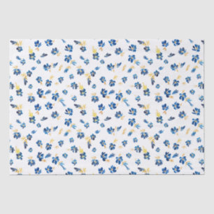 Watercolor blue and golden flower tissue paper