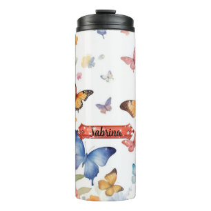  Watercolor Blue and Golden Yellow Thermal Tumbler