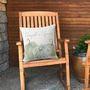 Watercolor Blue and Green Pumpkin Spice Cushion