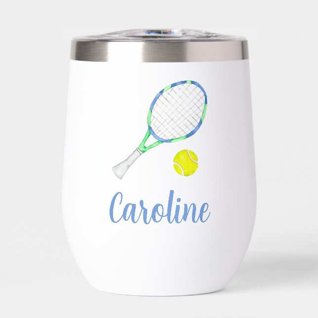 Watercolor Blue and Green Tennis Personalised (Front)