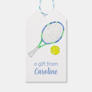 Watercolor Blue and Green Tennis Personalised Gift Tags