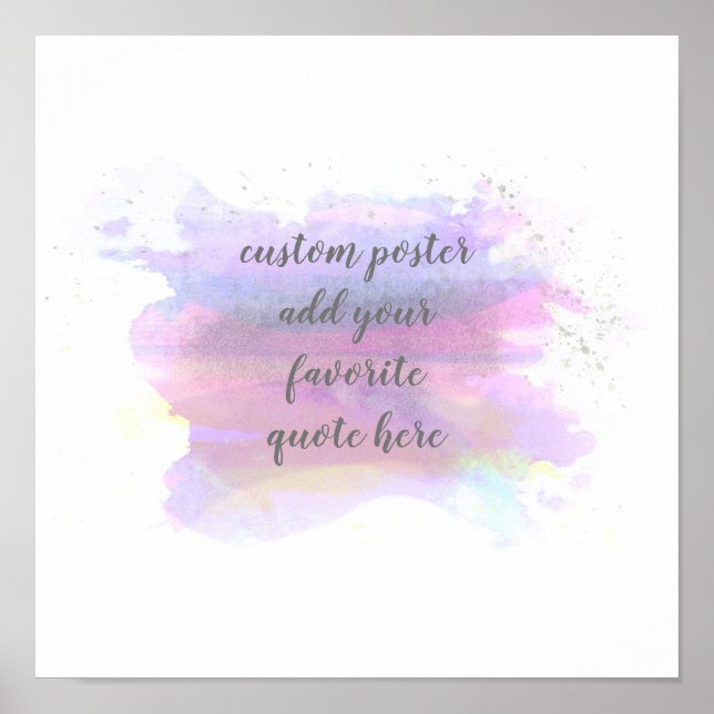 watercolor blue and purple add your own quote poster (Front)