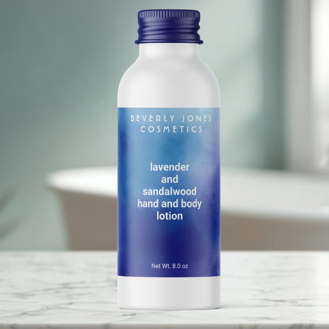 Watercolor Blue and Purple cosmetics bottle label (Creator Uploaded)