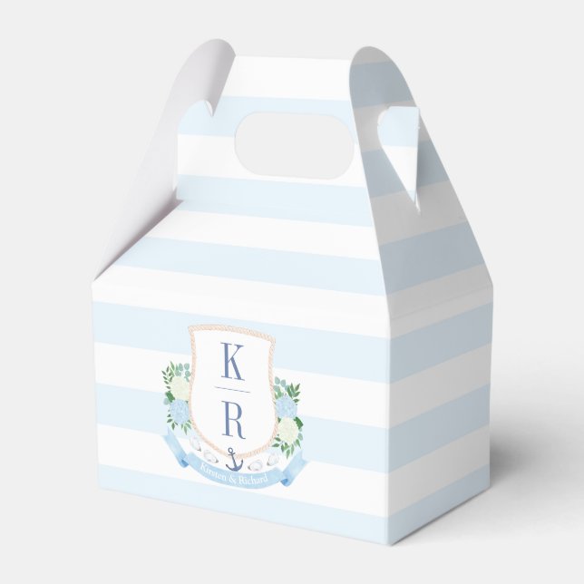 Watercolor Blue And White Coastal Wedding  Favour Box (Front Side)