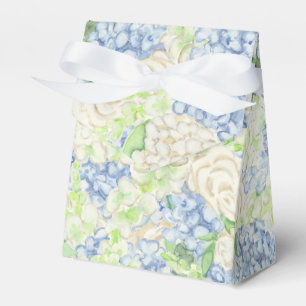 Watercolor Blue and White Hydrangea Crest Favour Box