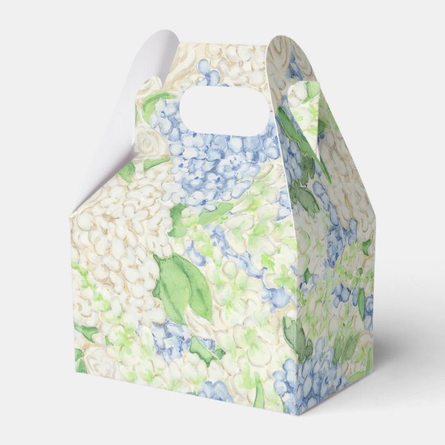 Watercolor Blue and White Hydrangea Crest Favour Box (Back Side)